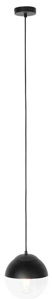 Ретро висяща лампа черна с прозрачно стъкло 20 см - Eclipse