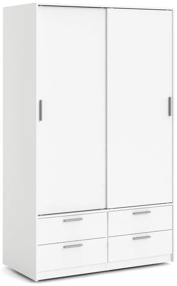 Бял гардероб с плъзгащи се врати 121x200 cm Line - Tvilum