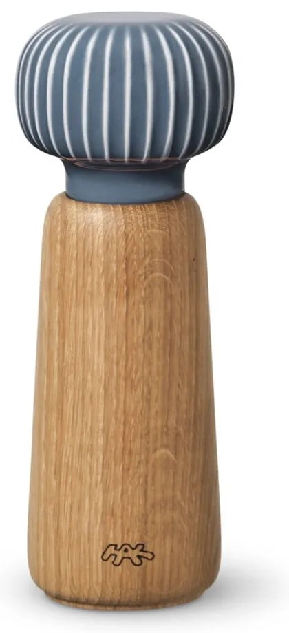 Мелничка за подправки, изработена от дъбово дърво със сиво-сини детайли от порцелан Hammershoi, височина 17,5 cm Hammershøi - Kähler Design