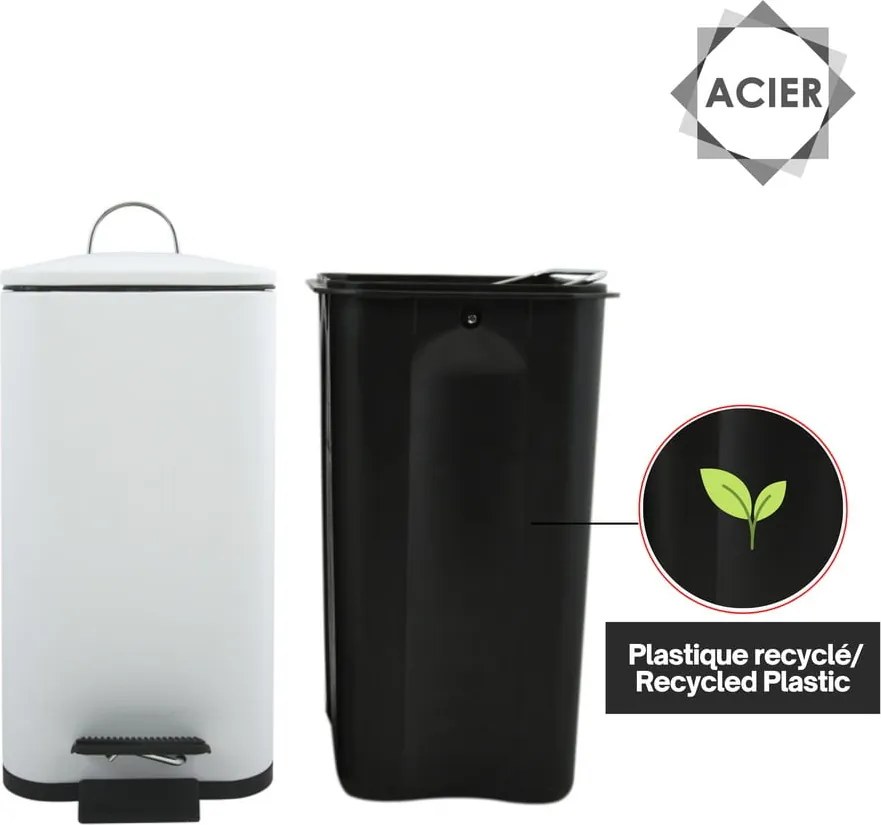 Стоманено кошче за боклук с педал в матово бял цвят 5 l Erik – Spirella