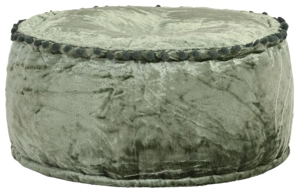 287567 vidaXL Кръгъл пуф, кадифе, 40x20 см, зелен