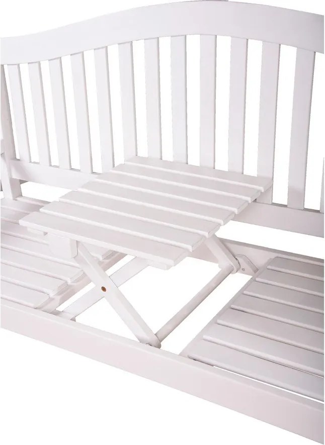 Бяла градинска пейка от масивно дърво Singapore – Garden Pleasure