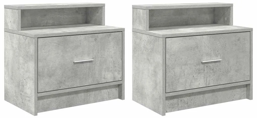 858675 vidaXL Нощни шкафчета с чекмеджета, 2 бр, бетонно сив, 51x31x47 см