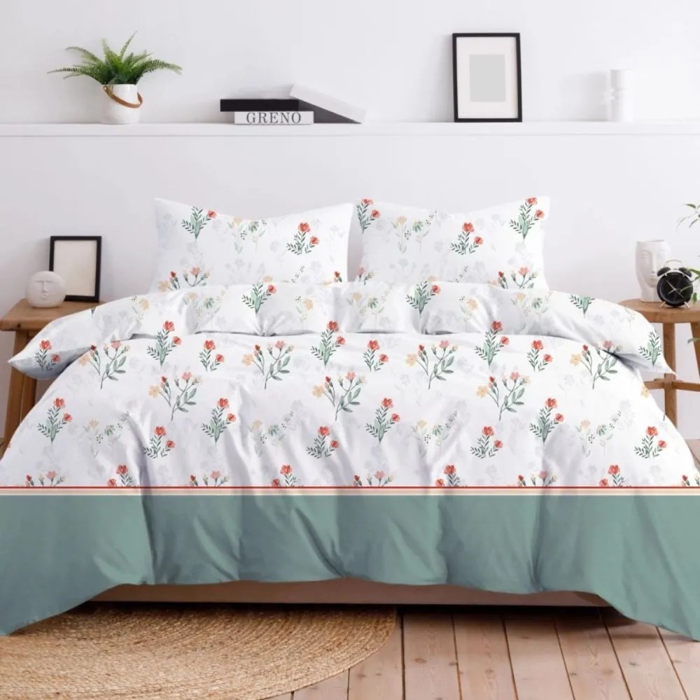 Обръщаемо спално бельо от висококачествен памук с флорален мотив Ширина: 160 см | Дължина: 200 см