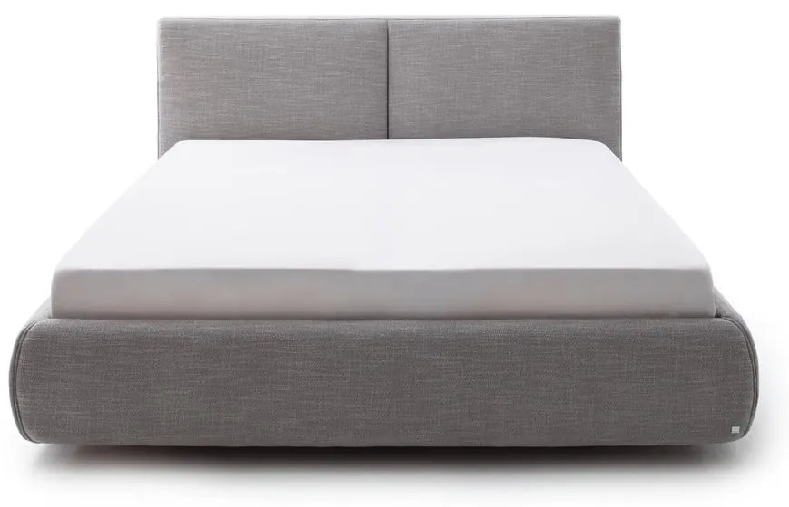 Сиво двойно легло 180x200 cm тапицирано с място за съхранение с включена подматрачна рамка Atesio – Meise Möbel