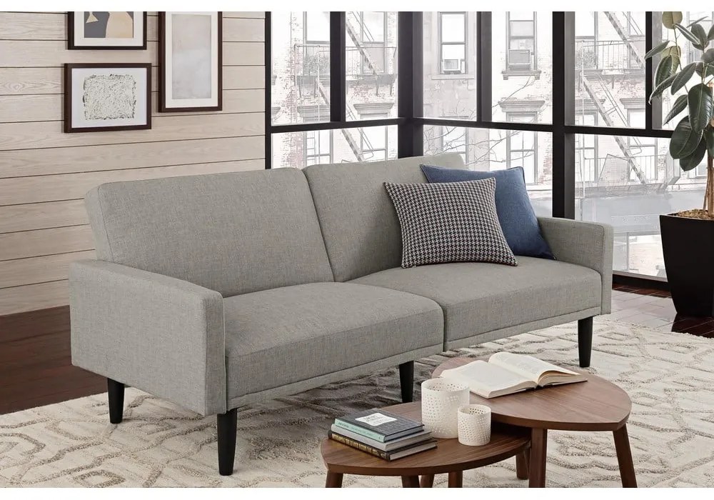 Светлосив разтегателен диван 198 cm - Støraa