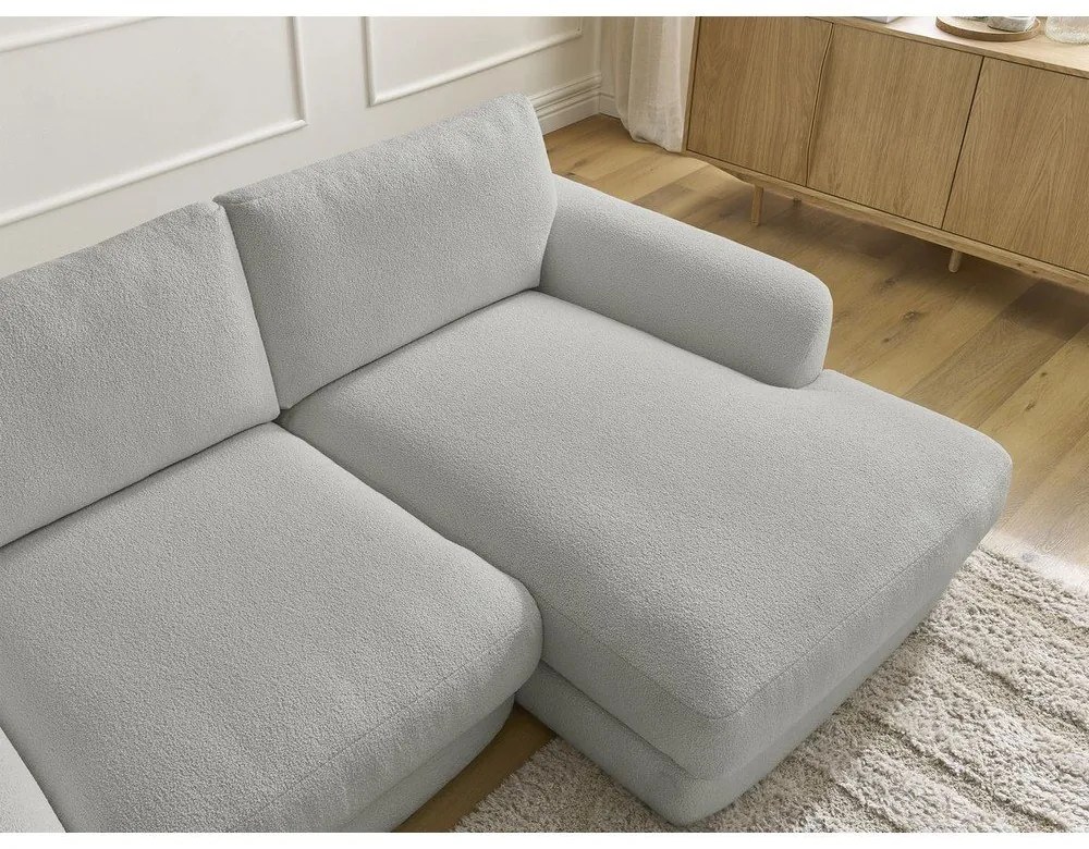 Светлосив ъглов диван от прежда с примки от букле (десен ъгъл) Leonore – Bobochic Paris