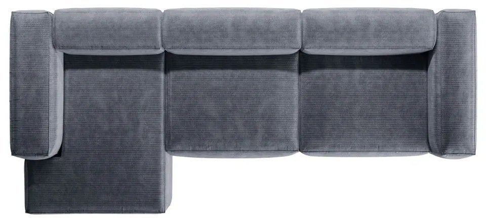 Сиво-син ъглов диван от рипсено кадифе (ляв ъгъл) Bergamo – Cosmopolitan Design