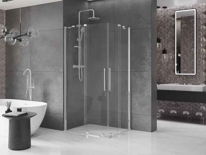 Mexen Velar Душ кабина Duo с плъзгащи се врати 90 x 80 см, прозрачна, хром