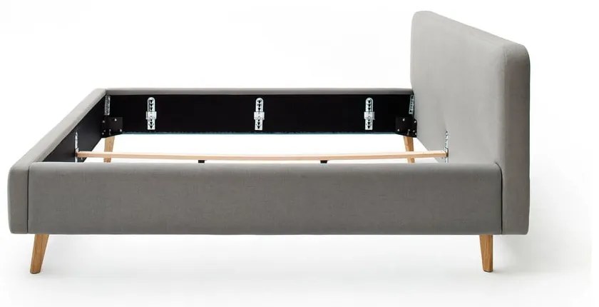 Сиво двойно легло 160x200 cm тапицирано без ламелно дъно Mattis – Meise Möbel