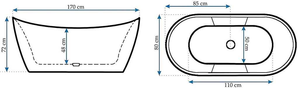 Свободностояща акрилна Вана Rea Ferrano 170