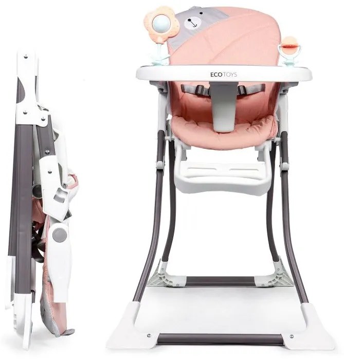 Розов стол за хранене с плюшено мече