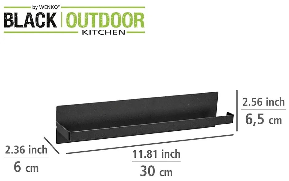 Черен магнитен държач за кухненски ролки Black Outdoor Kitchen Ima - Wenko