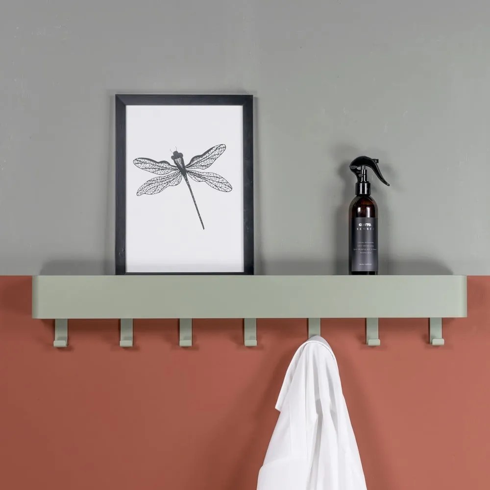 Сиво-зелена метална стенна закачалка с рафт 72 cm Dax Play – Spinder Design