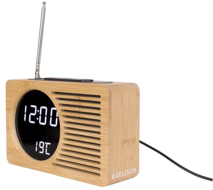 Бамбуков будилник с радио Retro - Karlsson