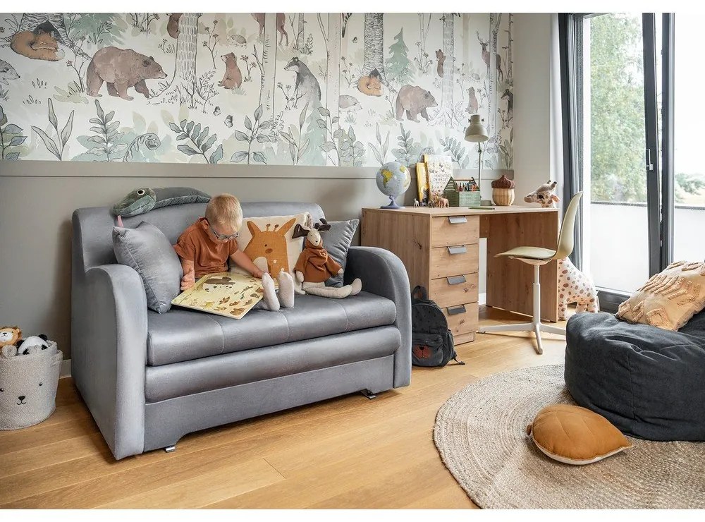 Светлосив кадифен сгъваем диван 130 cm Ario – ELTAP