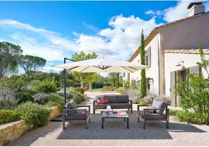 Градински чадър със странична стойка Hesperide Cayo, 3x3 m - Шисти