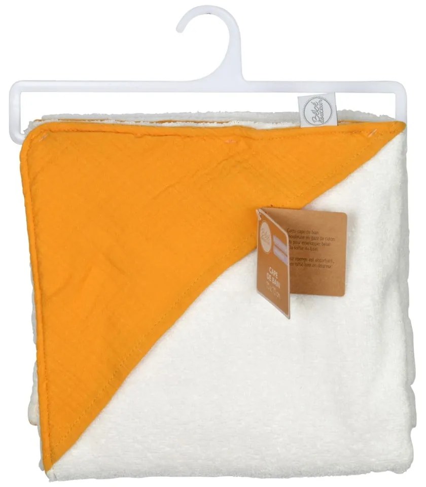 Жълта муселинова детска хавлия с качулка 75x75 cm – Bébé Douceur