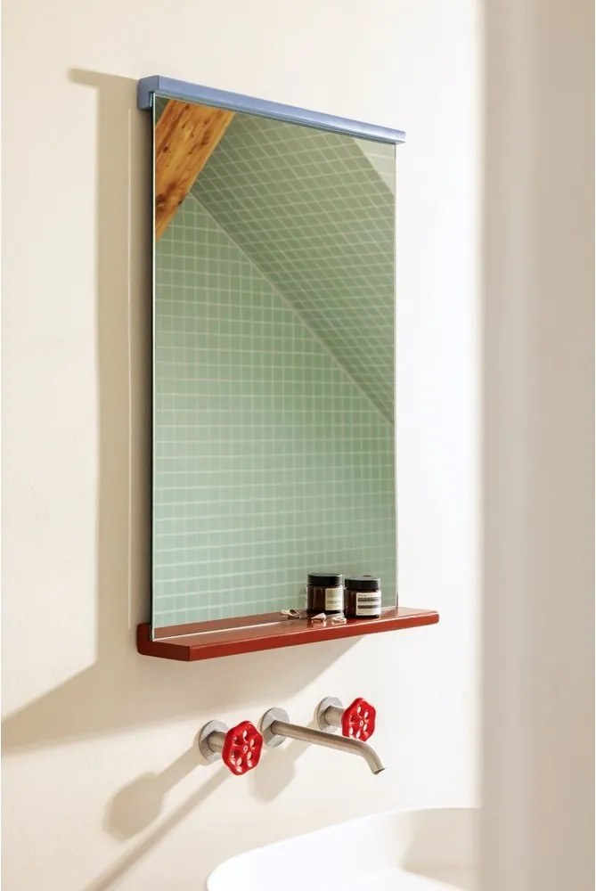 Стенно огледало с рафт масивно дърво 50x75 cm Lun – noo.ma