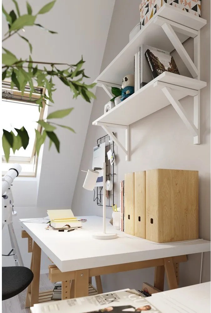 Бяла метална настолна лампа (височина 43 cm) Etna – Sollux