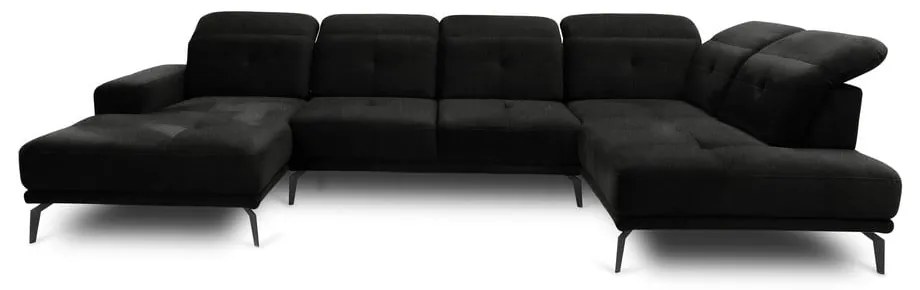 Черен ъглов диван (десен ъгъл/U форма) Bretan – ELTAP