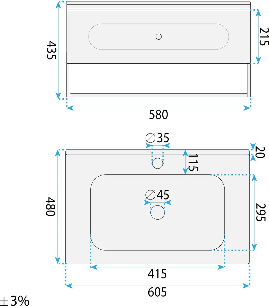 Комплект мебели за баня с мивка River 60cm Grey
