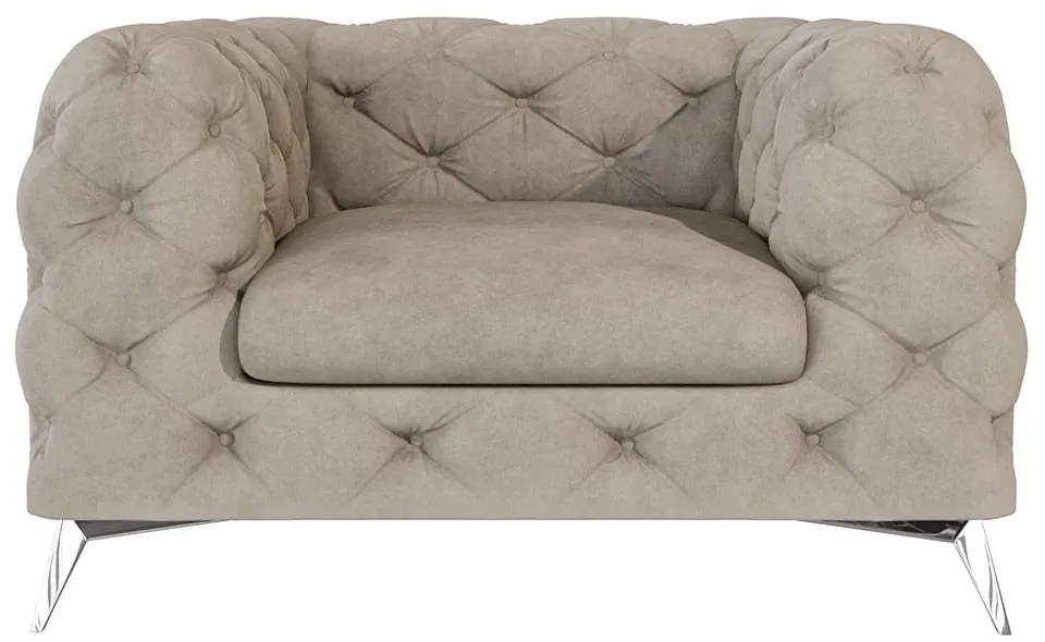 Сиво-бежово кадифено кресло Chelsea – Ropez