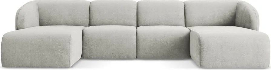 Светлосив шенилов ъглов диван (U форма) Lani – Makamii