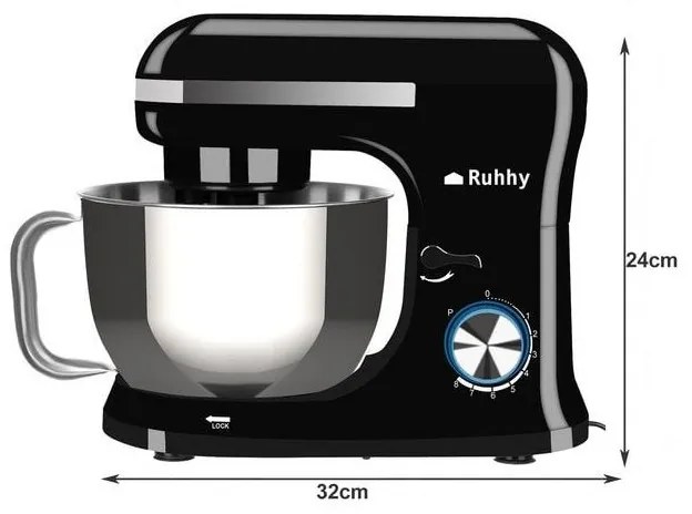 Планетарен миксер Ruhhy RH-16746, 1700W, 4.5 литра, 8 скорости + Пулс, 3 приставки, ПОДАРЪК - Пош и 24 шприца