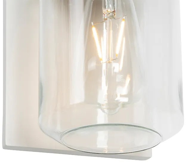 Модерна стенна лампа бяла с прозрачно стъкло IP54 - Marshall