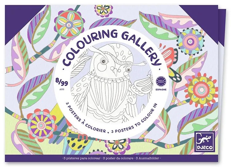 Djeco - Комплект картини за оцветяване 3бр. в папка птици DJ08691