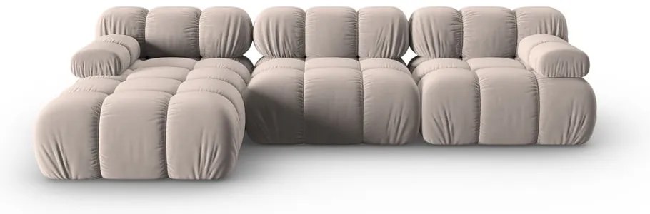 Светлокафяв кадифен модулен ъглов диван (ляв ъгъл) Bellis – Micadoni