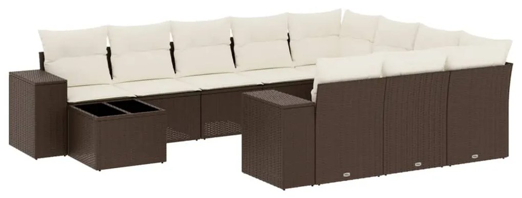 3255470 vidaXL Градински комплект диван с възглавници 11 части кафяв полиратан
