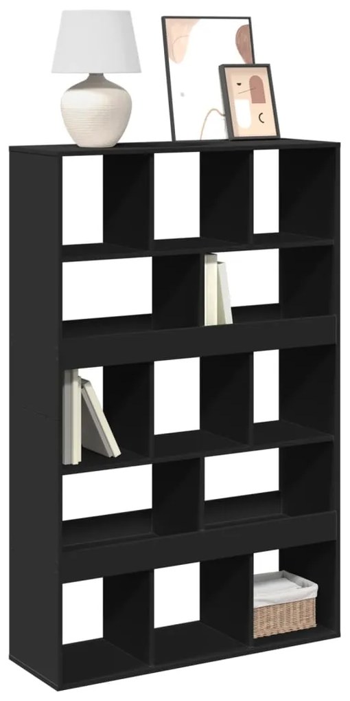 3309367 vidaXL Библиотека, черна, 100x33x156,5 см, инженерно дърво