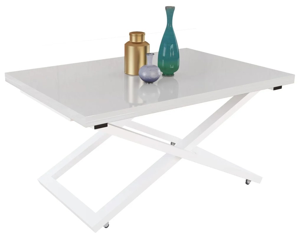 Разтегателна маса с повдигащ механизъм ВАЛЕНСИЯ - МДФ мат бяло 8685