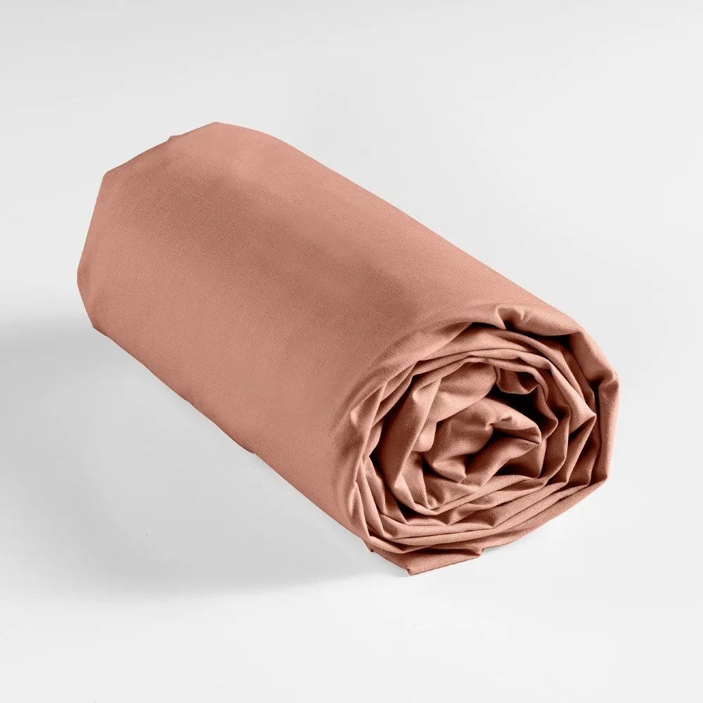 Еластичен памучен чаршаф в цвят сьомга 180x200 cm Lina – douceur d'intérieur