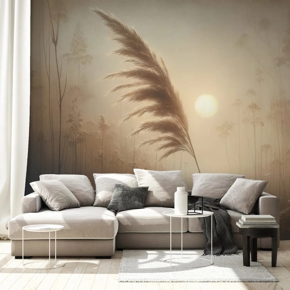 Самозалепващ тапет – Пампасна трева в сутрешна мъгла