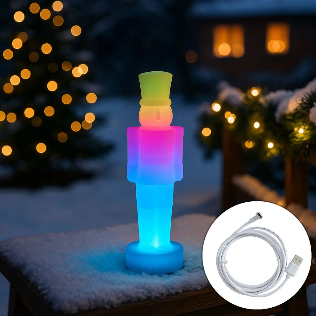 Коледна настолна лампа бяла с LED димируема и акумулаторна RGBW-IC - Nutcracker