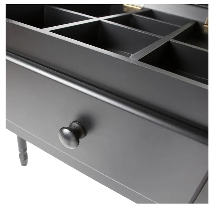 Тоалетка от борова дървесина в черен цвят Romy - WOOOD