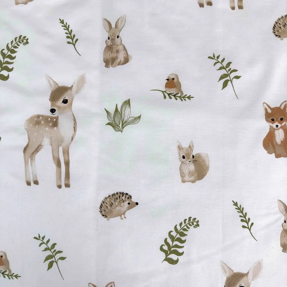 Бяло-кафяво памучно детско спално бельо за детско креватче 100x135 cm Forest Animals – Jerry Fabrics