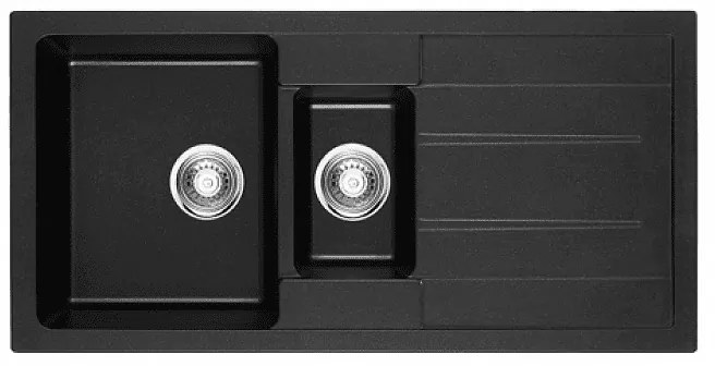 Кухненска мивка ICSG 8201 BLACK, двойна, със сифон, 49.5x99.5см