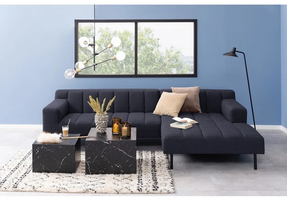 Черни масички за кафе в комплект от 2 бр. от декор от мрамор 58x58 cm Dice – Actona