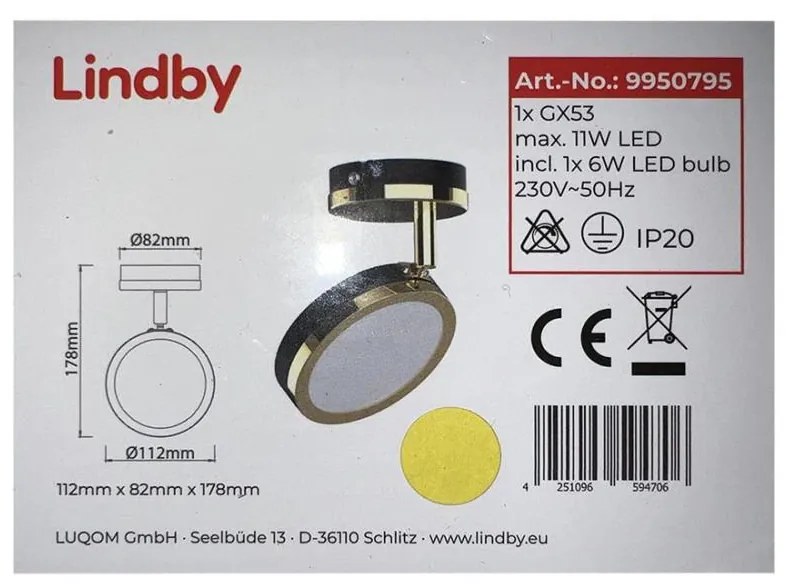 Lindby - LED Спот 1xGX53/6W/230V