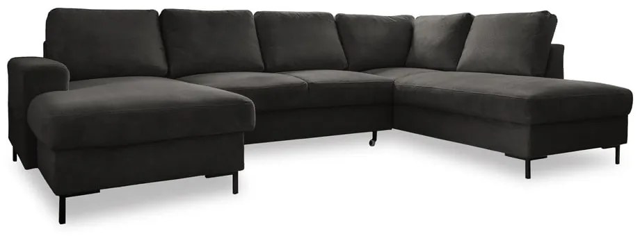 Тъмносив разтегателен ъглов диван от рипсено кадифе (десен ъгъл) Lofty Lilly – Miuform