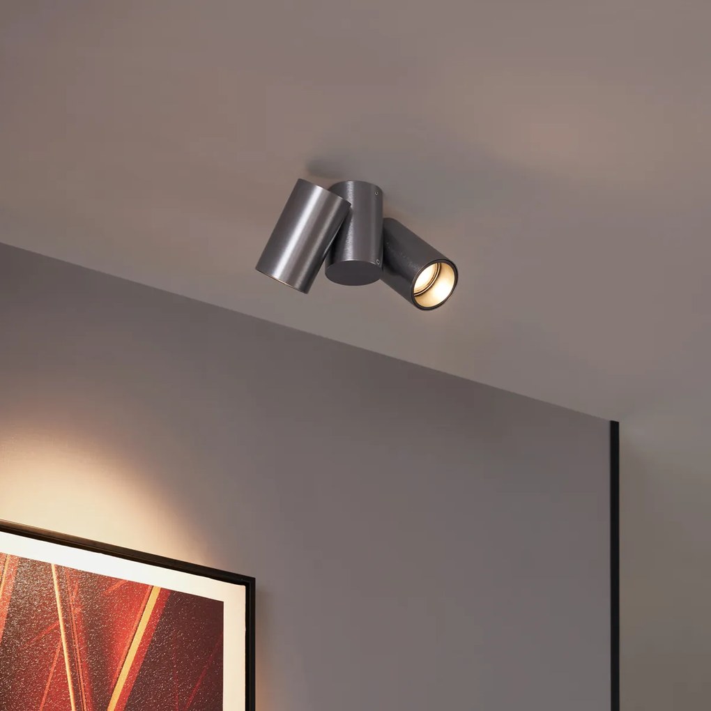 Дизайнерски вграден прожектор тъмно сив GU10 50mm 2-светлинен накланяем - Michael
