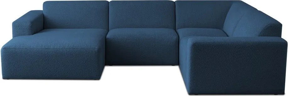 Тъмносин ъглов диван от букле ("U" форма) Roxy – Scandic