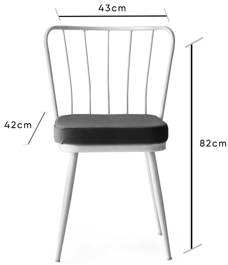 Бело-черни метални трапезни столове в комплект от 2 броя Yildiz - Kalune Design