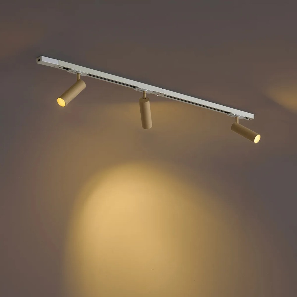 Модерна релсова осветителна система с 3 прожектора бяла с бежово 1-фазна GU10 35mm - Iconic Jeana Luxe
