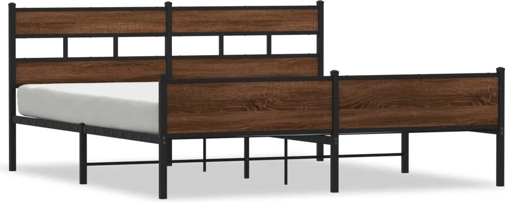 3308517 vidaXL Метална рамка за легло, без матрак, кафяв дъб, 180x200 см