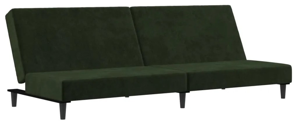 375734 vidaXL 2-местно разтегателно канапе, тъмнозелено, кадифе
